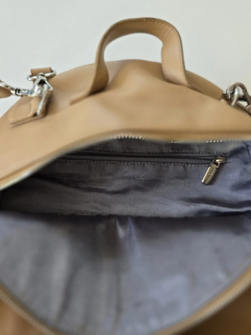 Tan Leather Backpack/Purse- Minimalist Daily Bag - Picture 9 of 11
